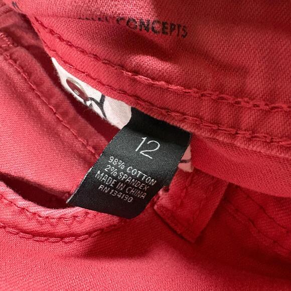 INC Denim Jeans Womens 12 Red Skinny Leg Stretch Mid Rise Vibrant Casual Pants - Picture 3 of 8